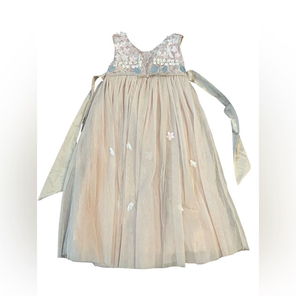 Charming Cream Floral Kids Dress